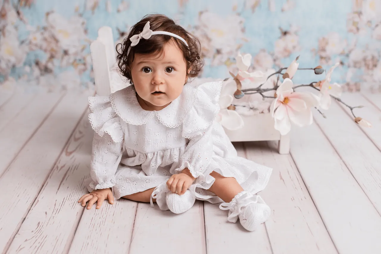 ubranko na chrzest dla dziewczynki lato len
