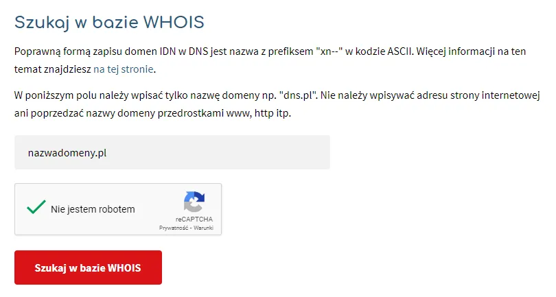 baza WHOIS sprawdzanie domeny