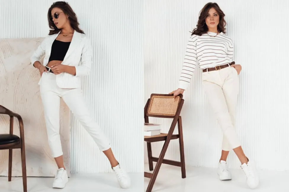 Stylizacje z białymi spodniami i klasycznymi bluzkami
