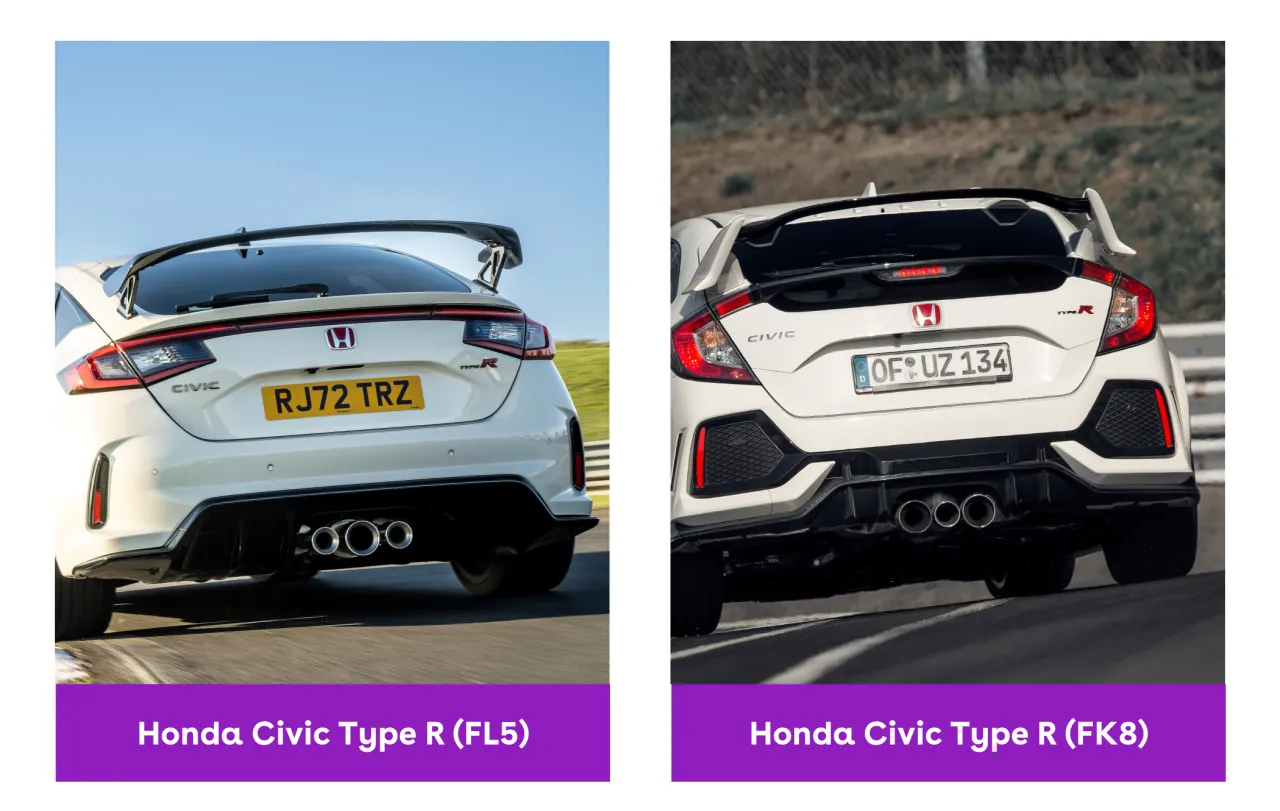 Honda Civic Type R FK8 vs FL5 spoiler comparison side by side