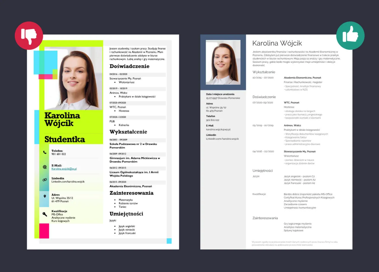 Uczeń pisze CV na komputerze, młoda osoba tworzy curriculum vitae
