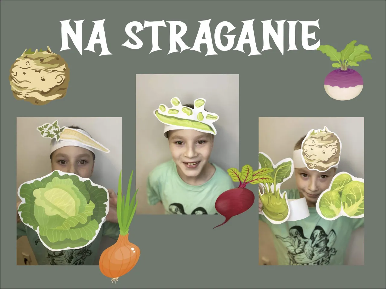 Ilustracja stragan z warzywami Brzechwa