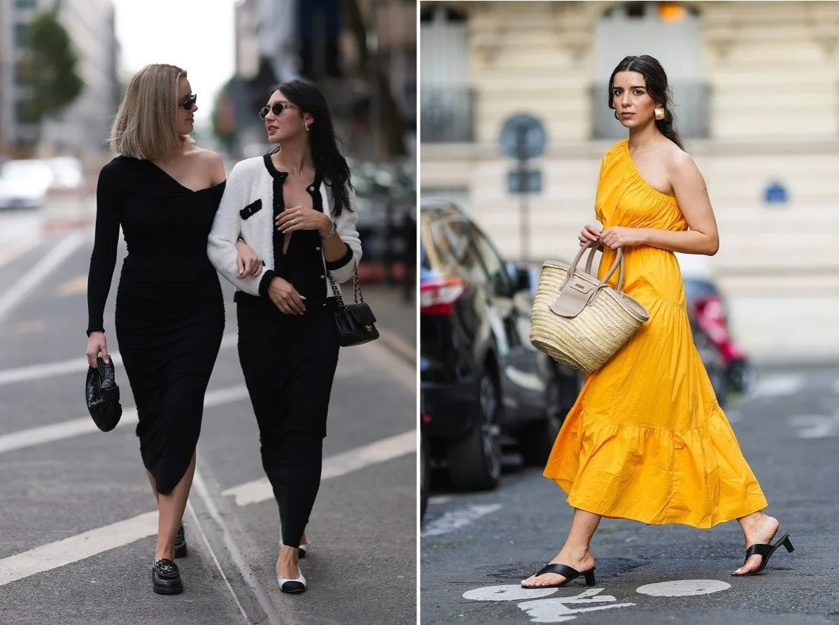 Długa sukienka i płaskie buty stylizacje