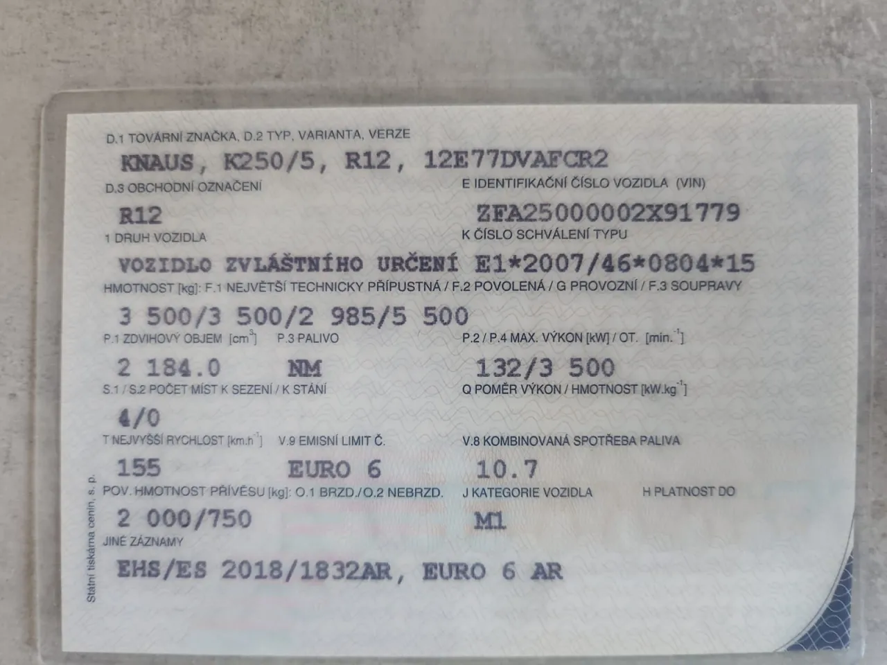 kamper waga dmc dow&oacute;d rejestracyjny