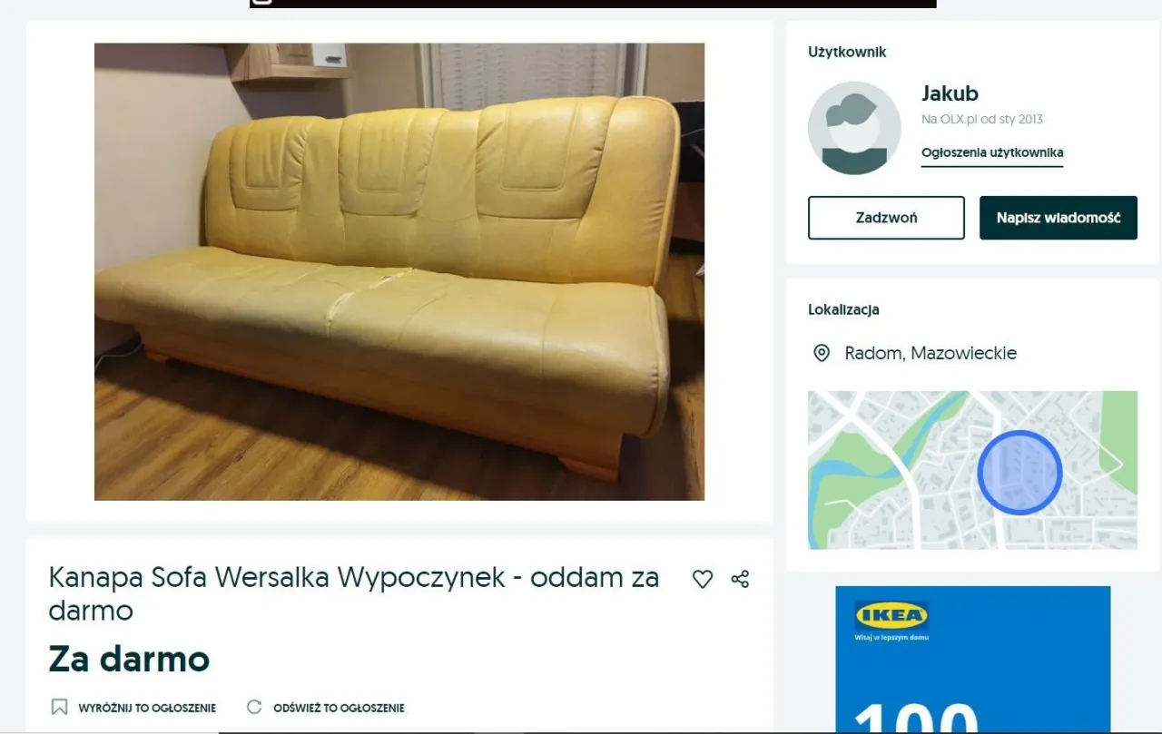 ogłoszenie oddam za darmo meble, facebook marketplace meble