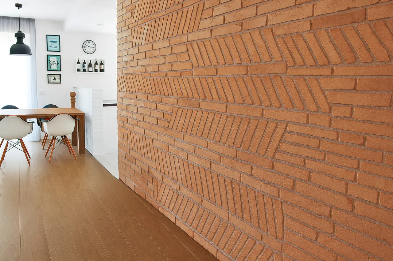 planowanie układu płytek ceglanych na ścianie