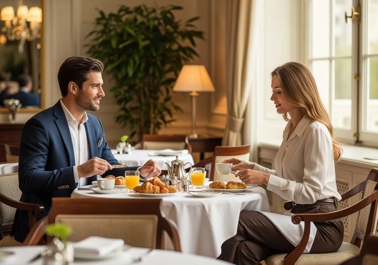 Stylizacje na śniadanie w hotelu mężczyzna