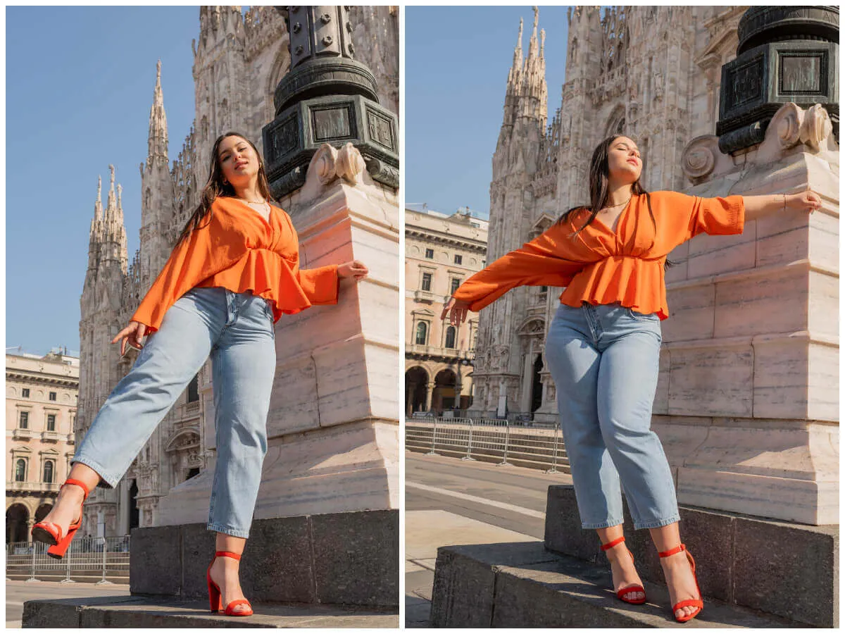 Błędy w stylizacjach z pomarańczową koszulą