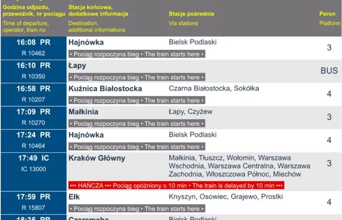 Portal Pasażera screenshot rozkład jazdy Warszawa