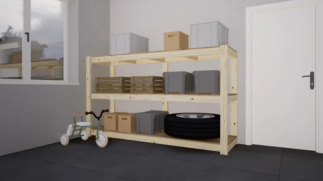 projekt regału garażowego szkic wymiary