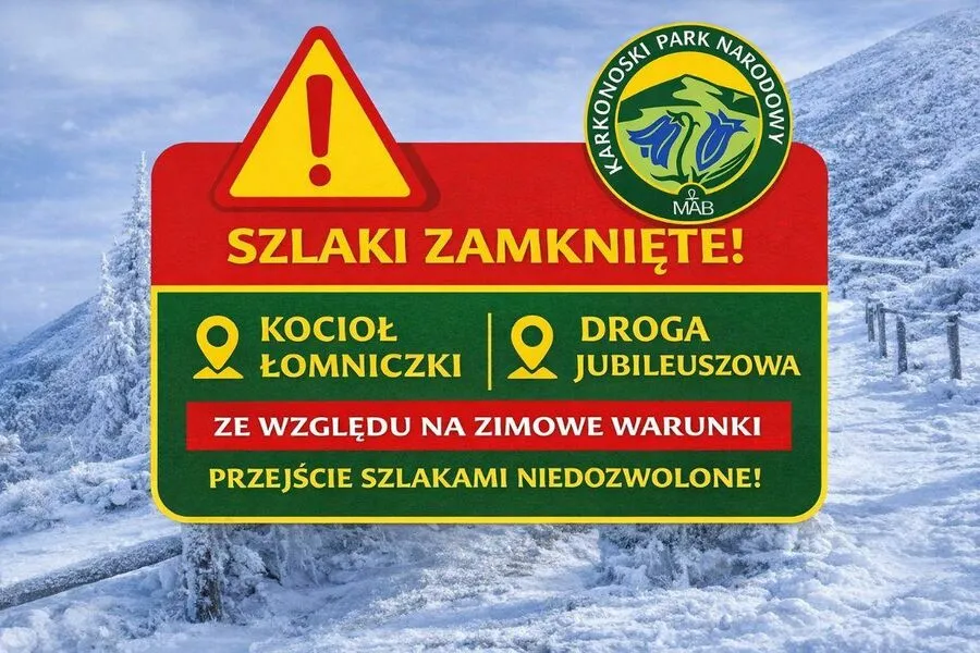 Śnieżka zimą zagrożenie lawinowe Droga Jubileuszowa