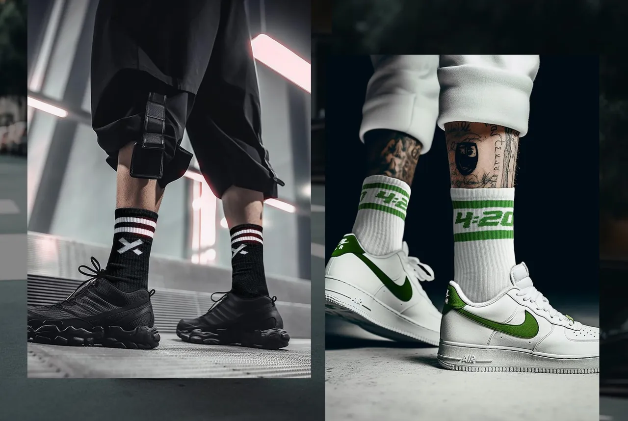 Stylowy mężczyzna w długich skarpetkach