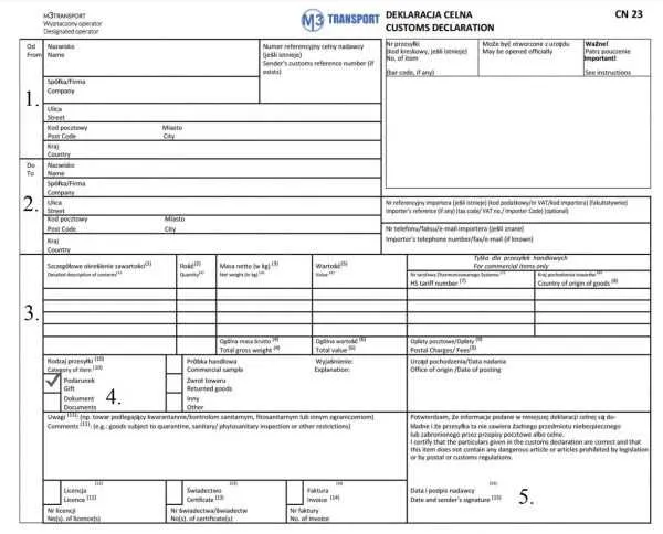 przew&oacute;z czek&oacute;w podr&oacute;żnych, papiery wartościowe deklaracja celna