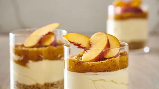 Verrines de dessert &agrave; la p&ecirc;che sans cuisson