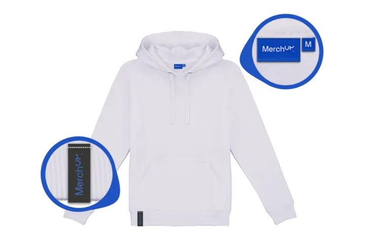 Rodzaje nadruków na ubraniach, metka bluzy bawełnianej