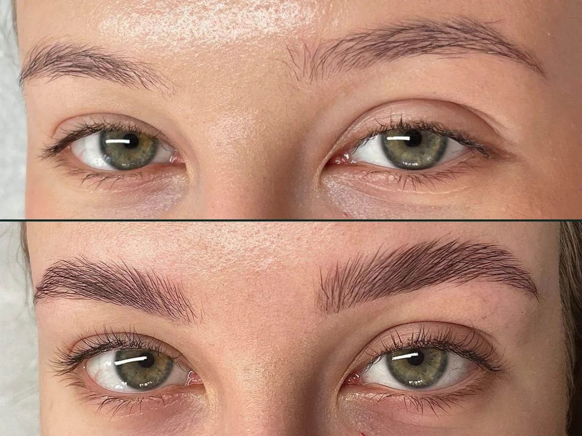 Laminacja brwi przed i po efekty