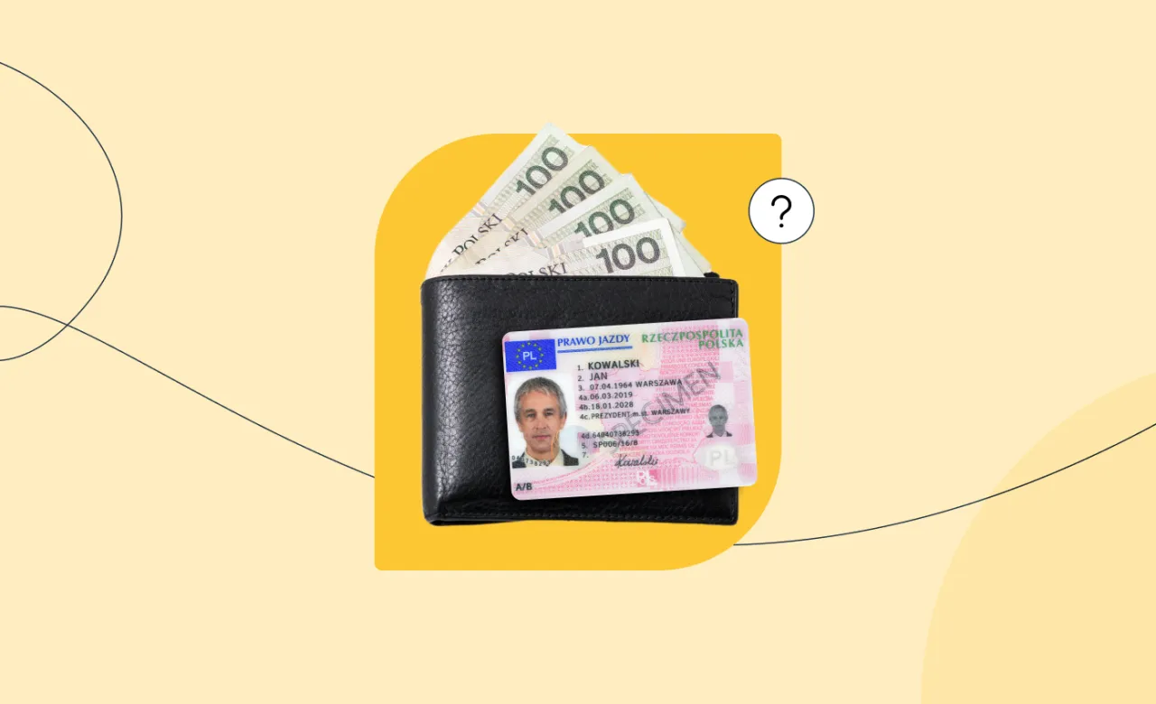 Portfel z pieniędzmi i polskie prawo jazdy. Zastanawiasz się, jak wygląda prawo jazdy na automat? Oto przykład!