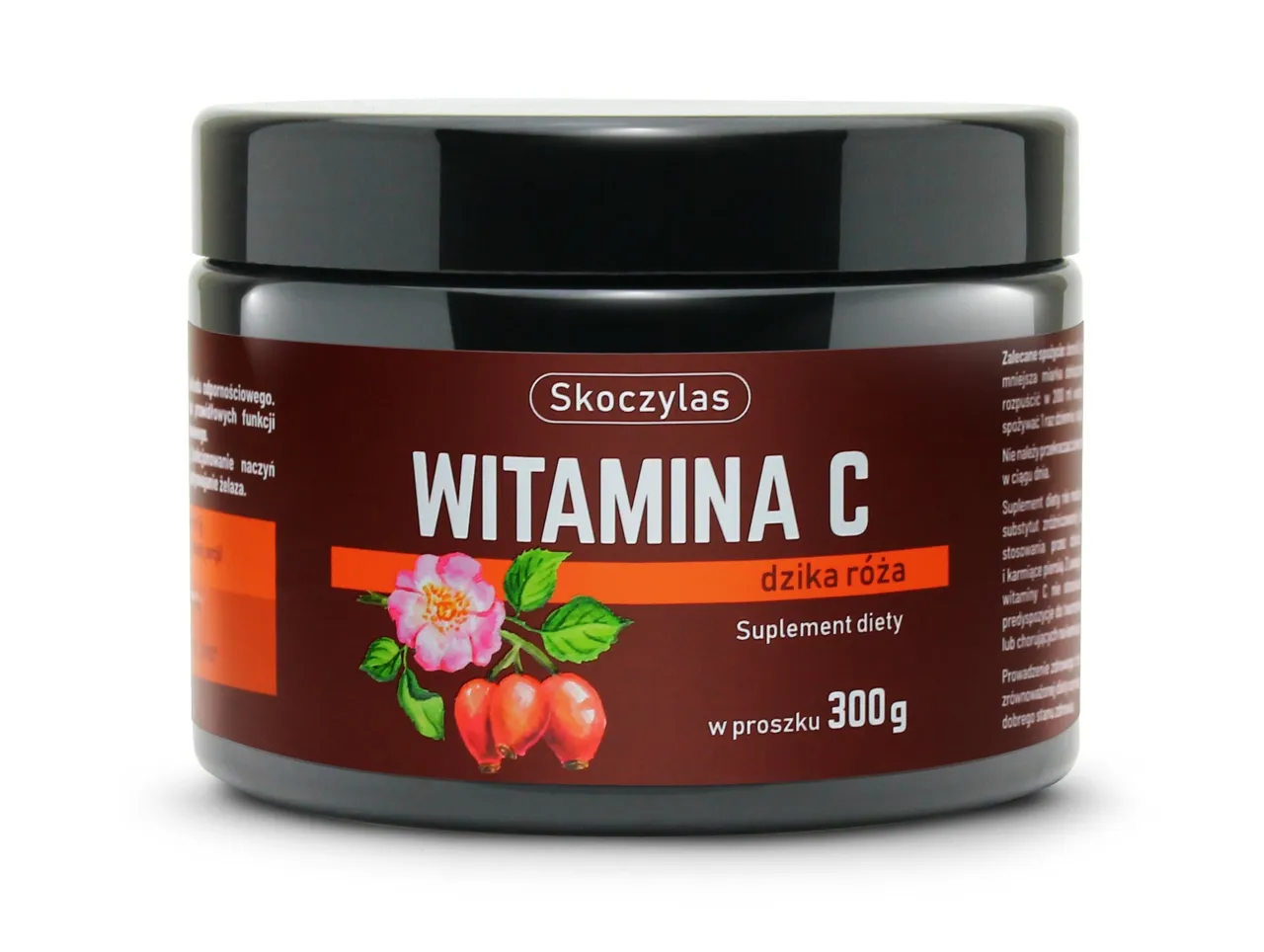 Skoćzylas Witamina C dzika r&oacute;ża, suplement diety w proszku 300g. Idealny dla tych, co chcą wzmocnić odporność, jak w Familiadzie!