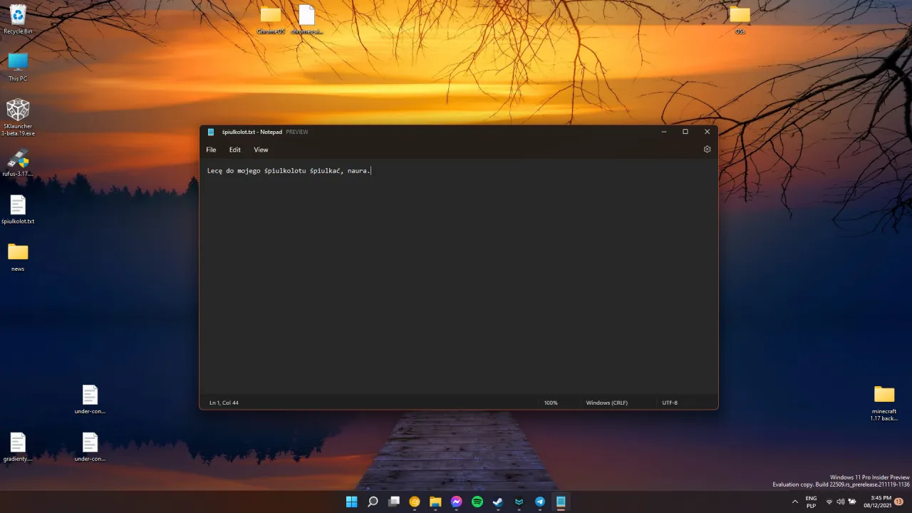Notatnik Windows interfejs