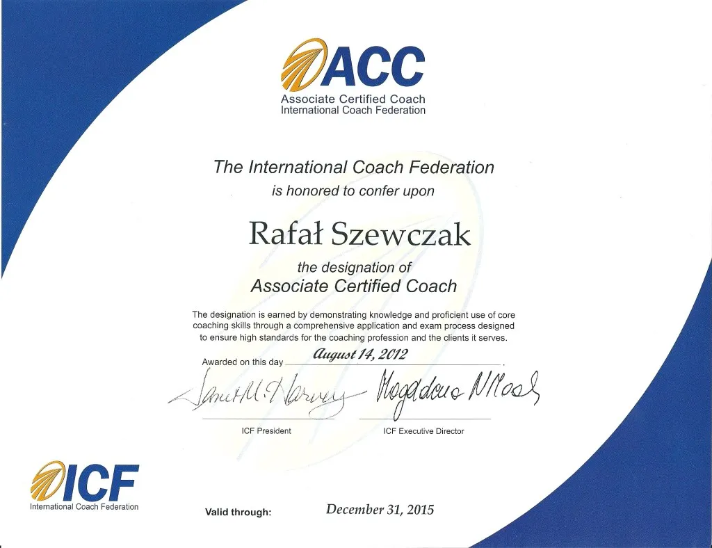 Certyfikaty coacha ICF Izba Coachingu