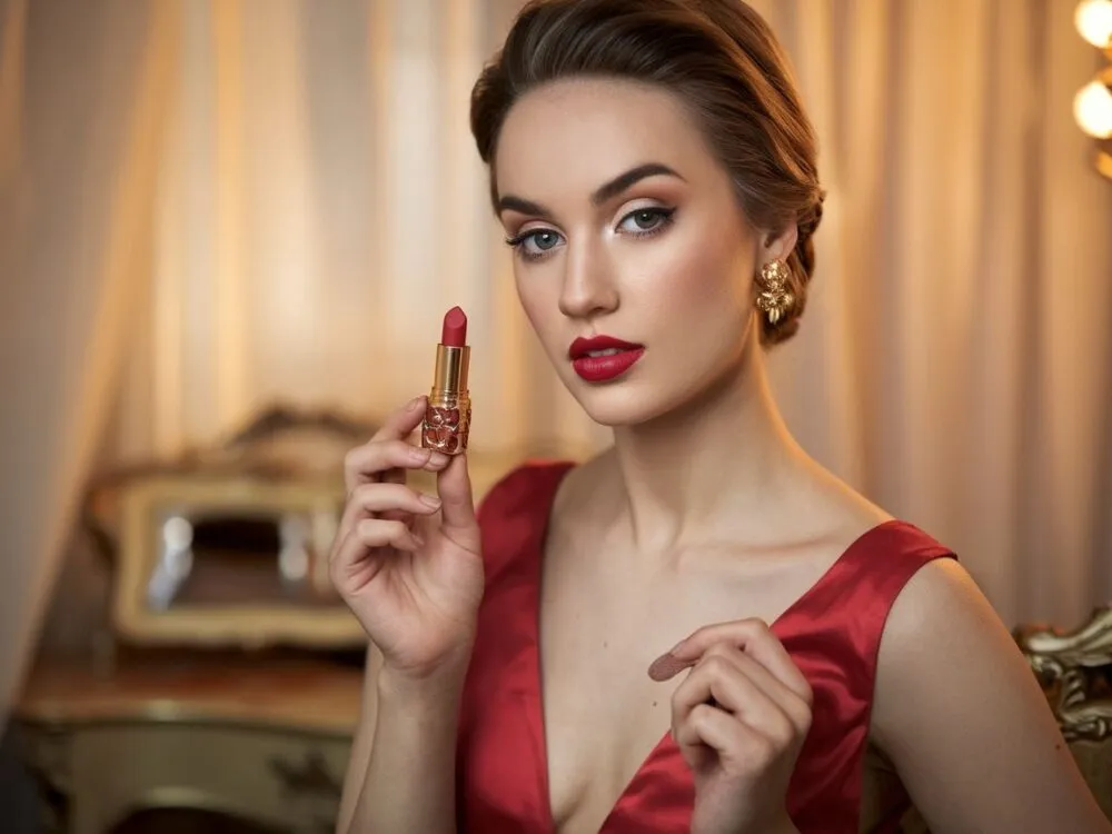 Czerwona sukienka i czerwona szminka dopasowanie odcieni