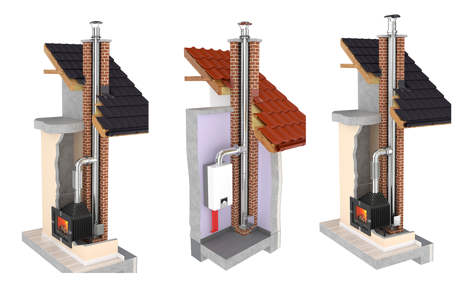 przekr&oacute;j komina systemowego ceramicznego