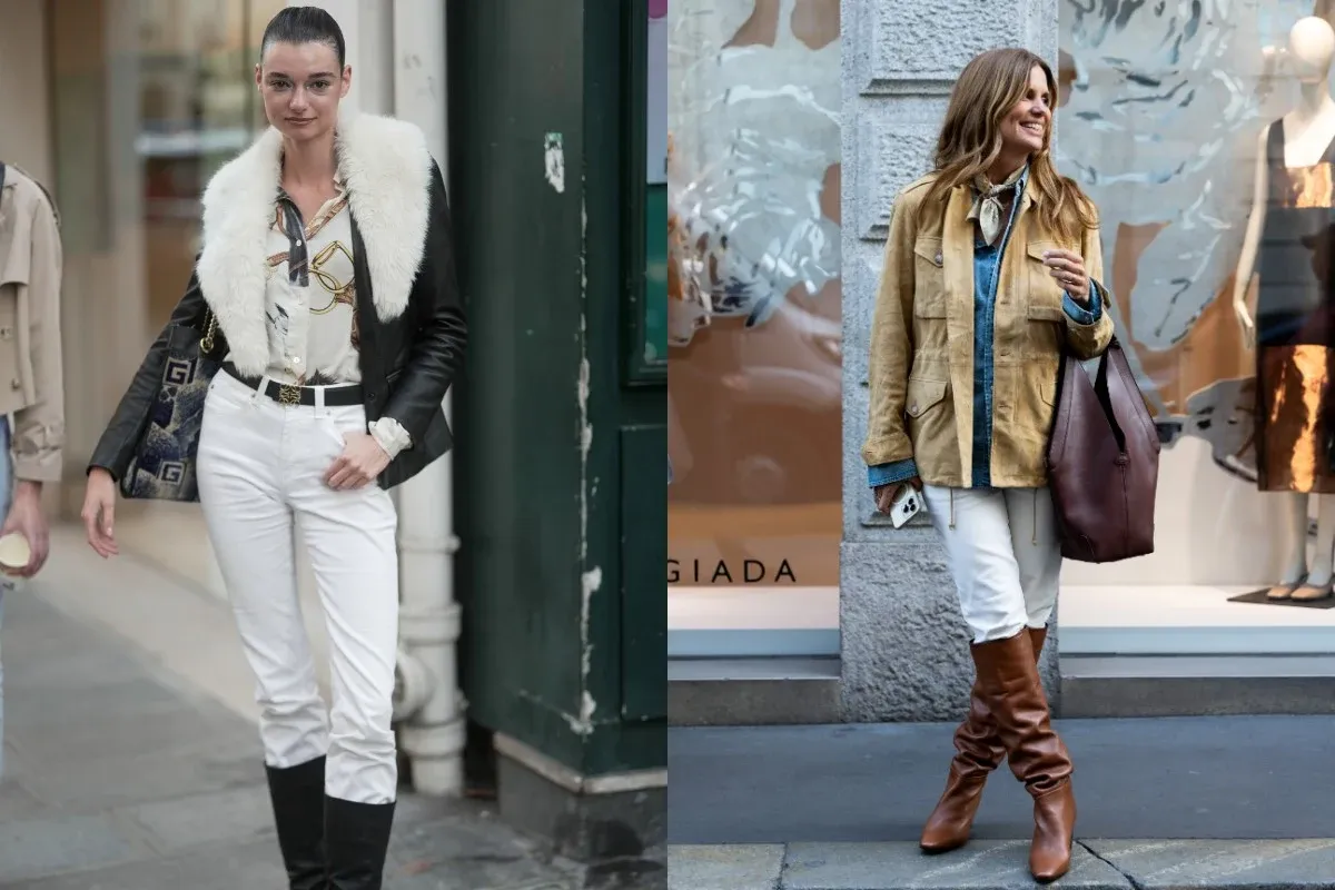 Stylizacje z białymi spodniami zimą