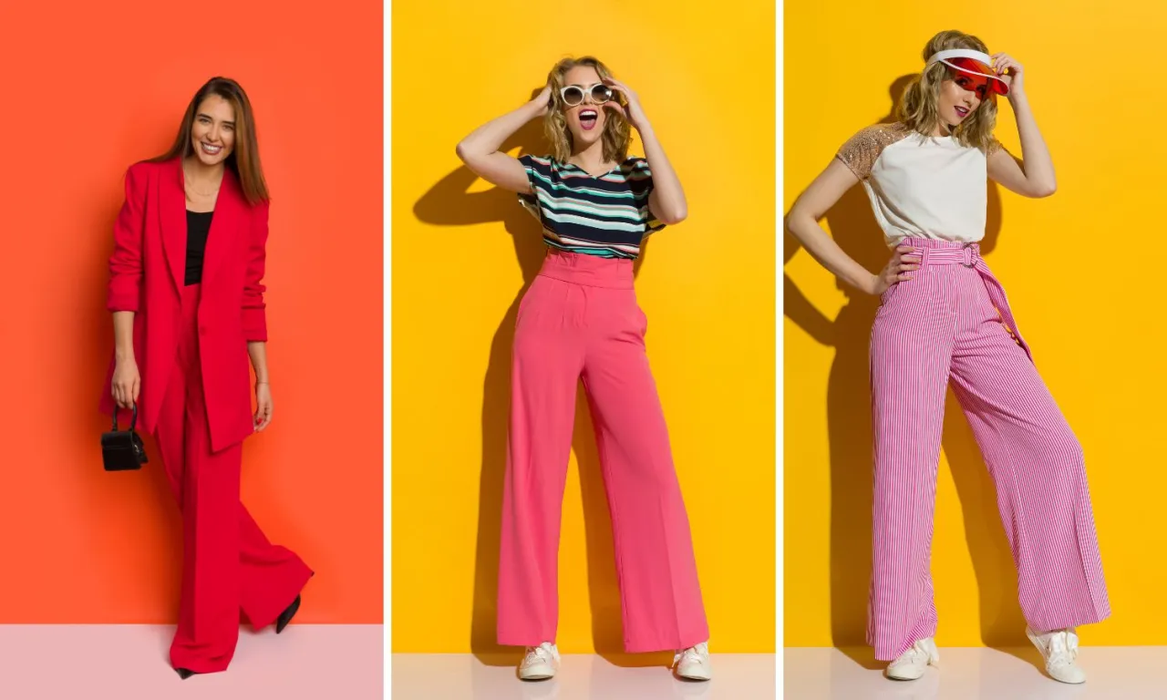 R&oacute;żne fasony szerokich spodni (palazzo, kuloty, dzwony)