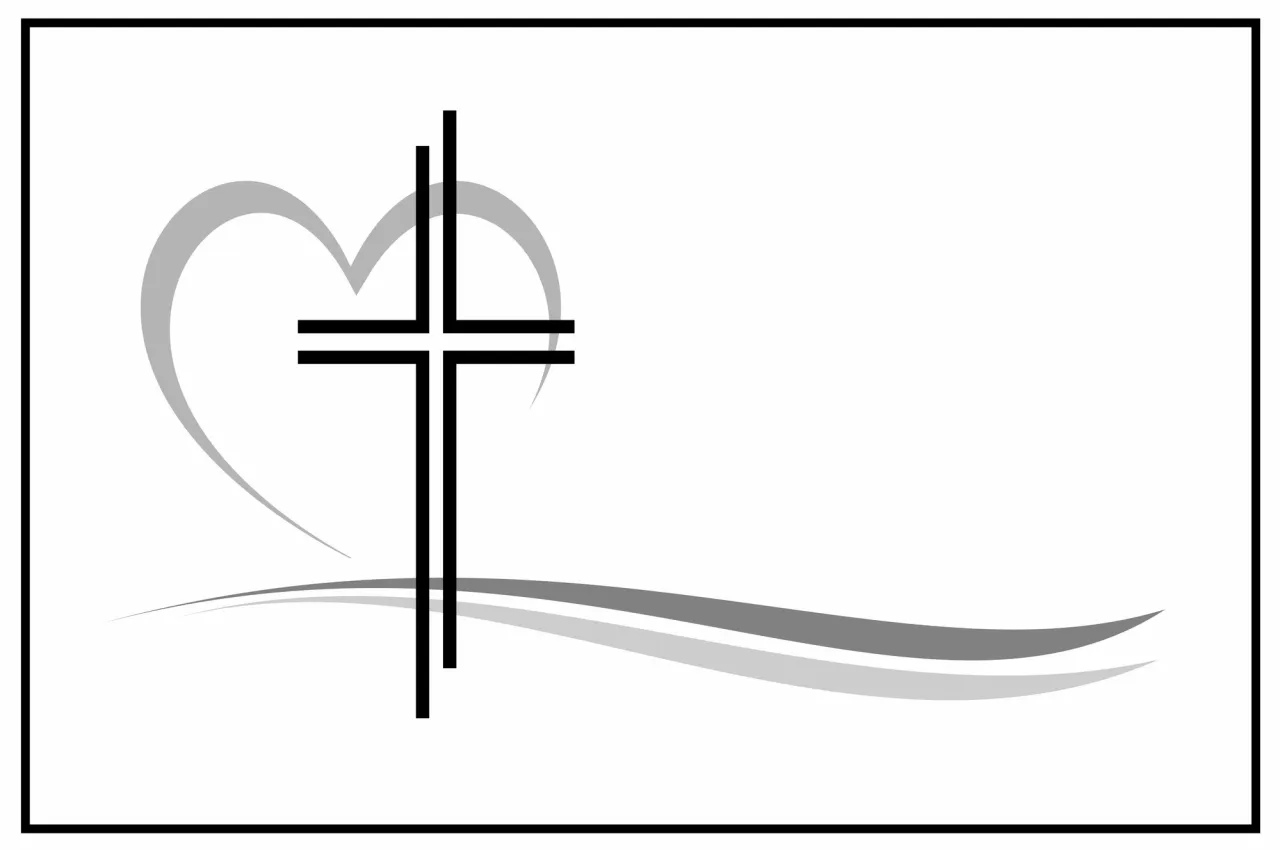 Symbol krzyża i serca, często używany w aktualnych nekrologach Krosno, symbolizuje pamięć i żałobę.