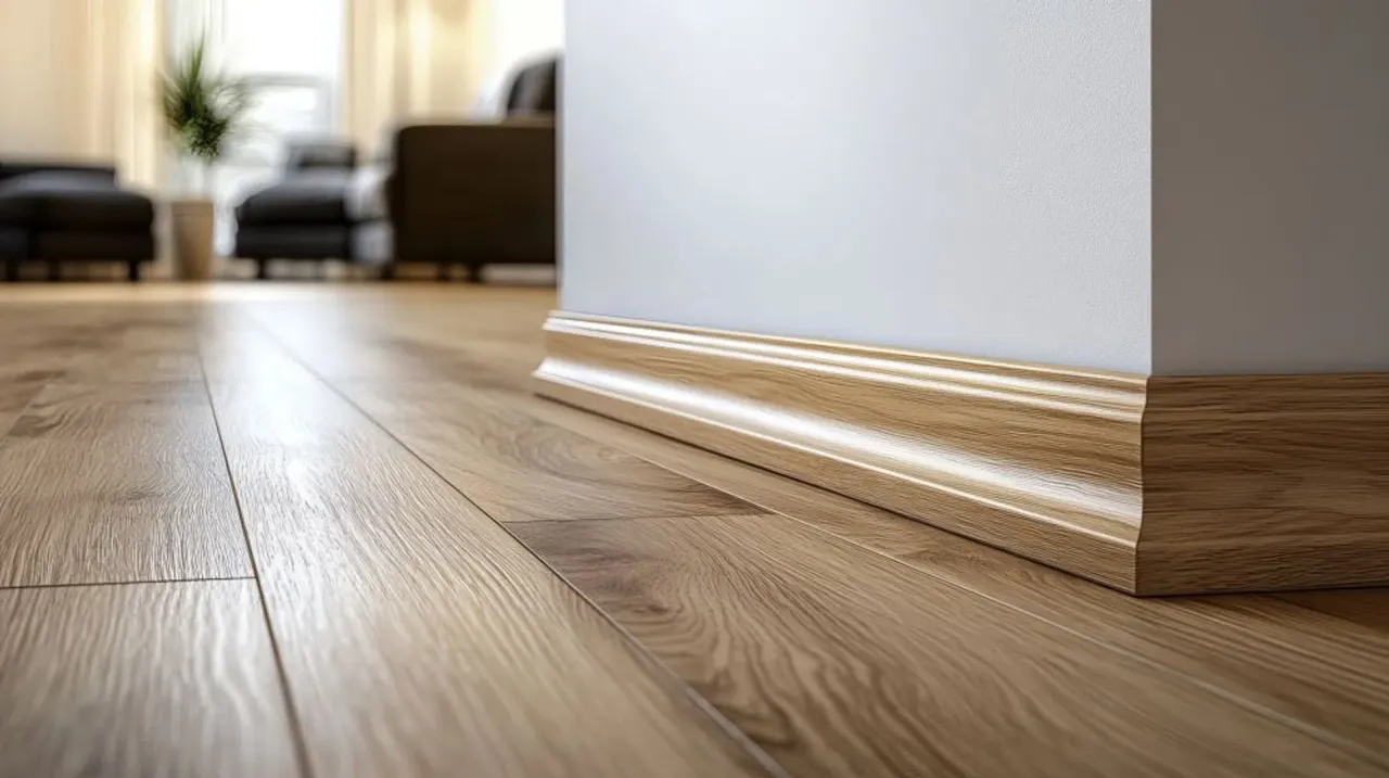Białe listwy przypodłogowe do szarych paneli