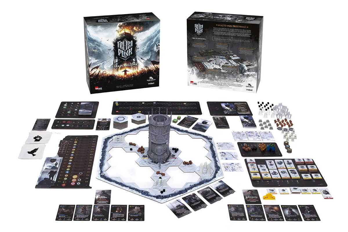 Frostpunk gra planszowa zawartość pudełka