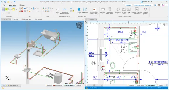 przykładowa instalacja wodna w domu jednorodzinnym schemat