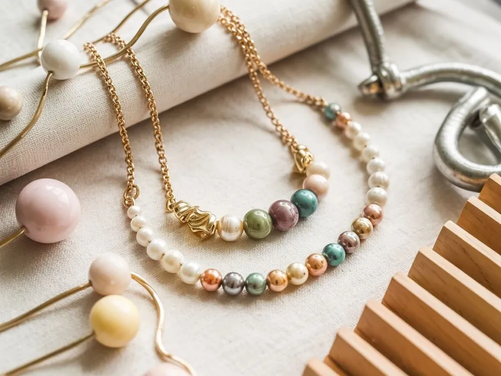 modne naszyjniki 2026 layering celebrytki perły kamienie