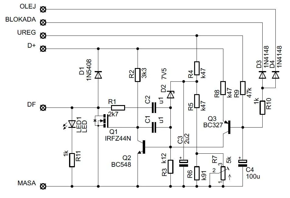 regulator napięcia alternatora schemat