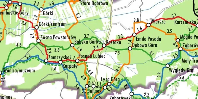 mapa wielkiej pętli kampinoskiej motocyklem