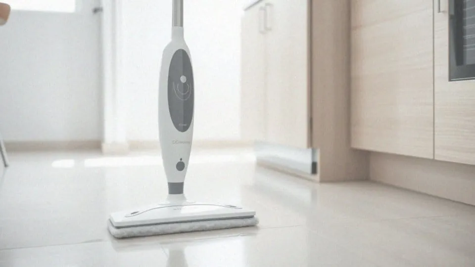 nowoczesny mop parowy w akcji na podłodze w salonie