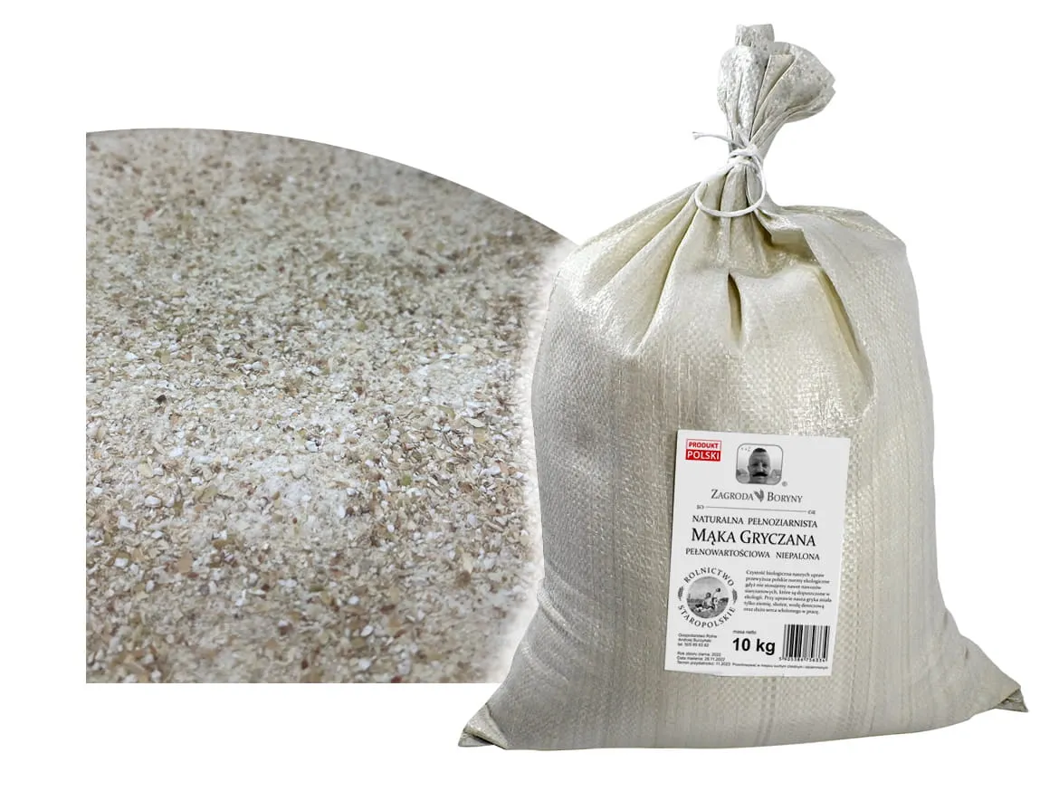 etykieta chleba gryczanego, mąka gryczana palona niepalona