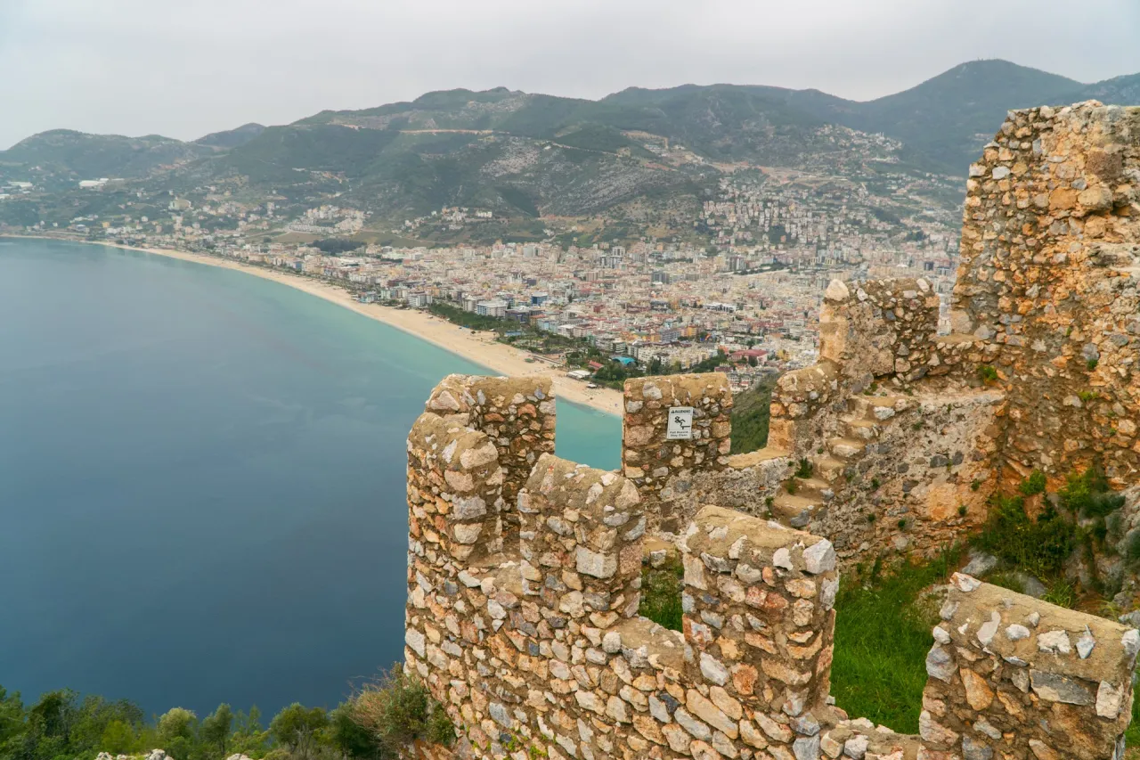 Zamek w Alanyi z lotu ptaka