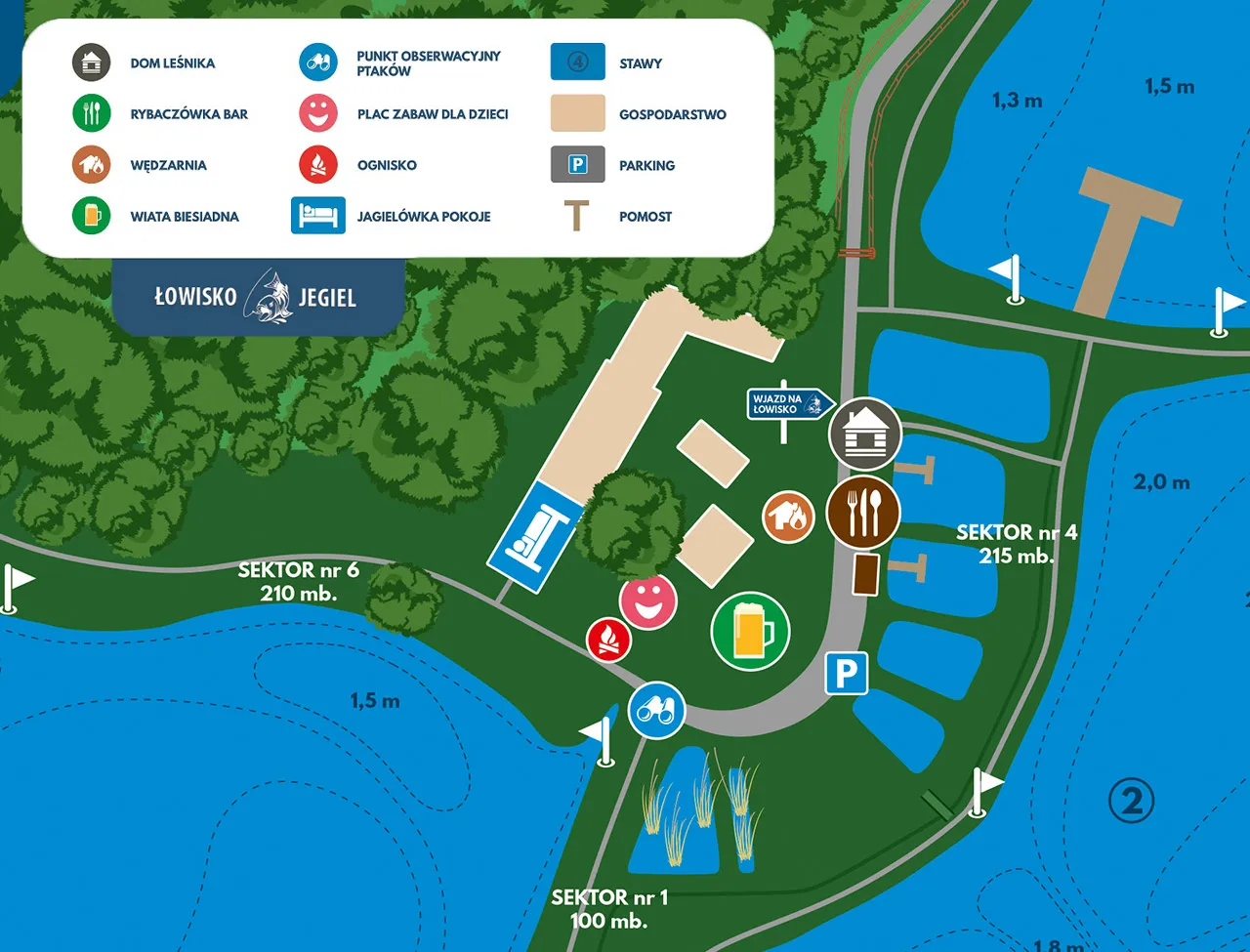 Łowisko Jegiel mapa stawów