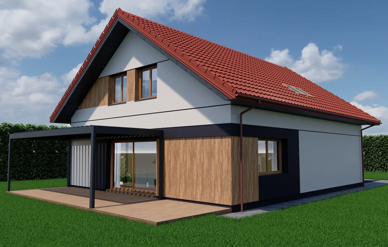 Elewacje do wiśniowego dachu klasyczne połączenia