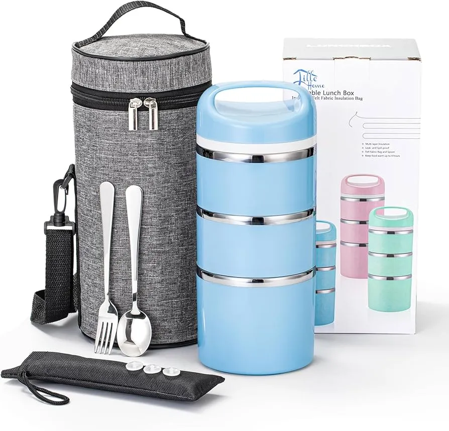 diferentes tipos de fiambreras de acero inoxidable con compartimentos y t&eacute;rmicas