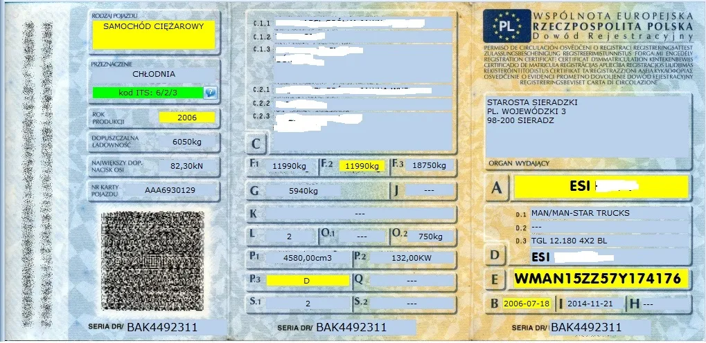 dow&oacute;d rejestracyjny pole F.1 DMC