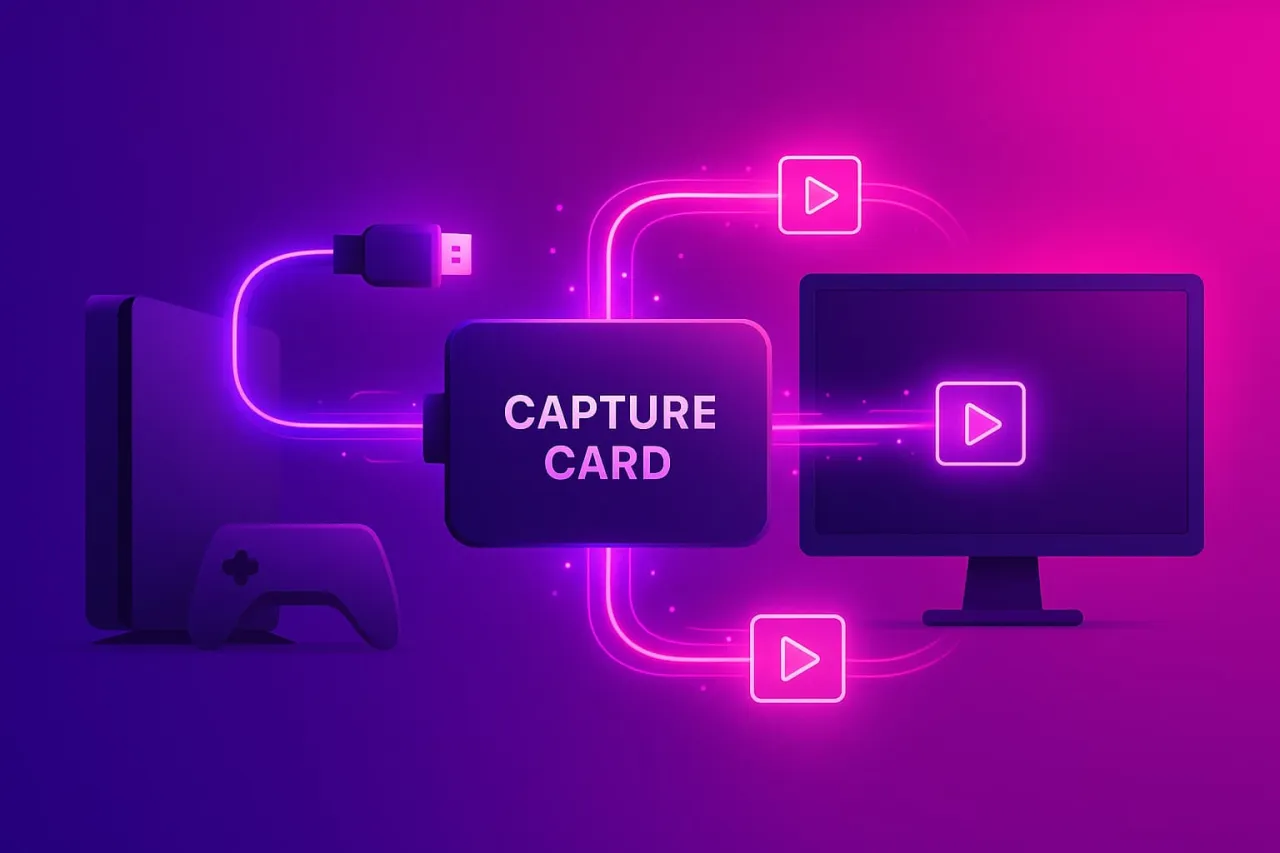 karta przechwytująca wideo elgato avermedia podłączona do laptopa i konsoli