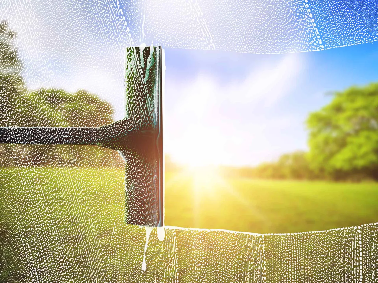 mycie szyb w słońcu