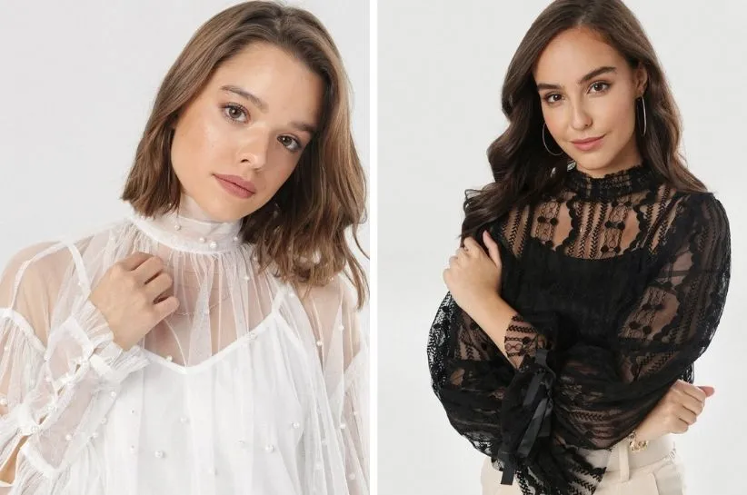 stylizacje z prześwitującą bluzką na różne okazje