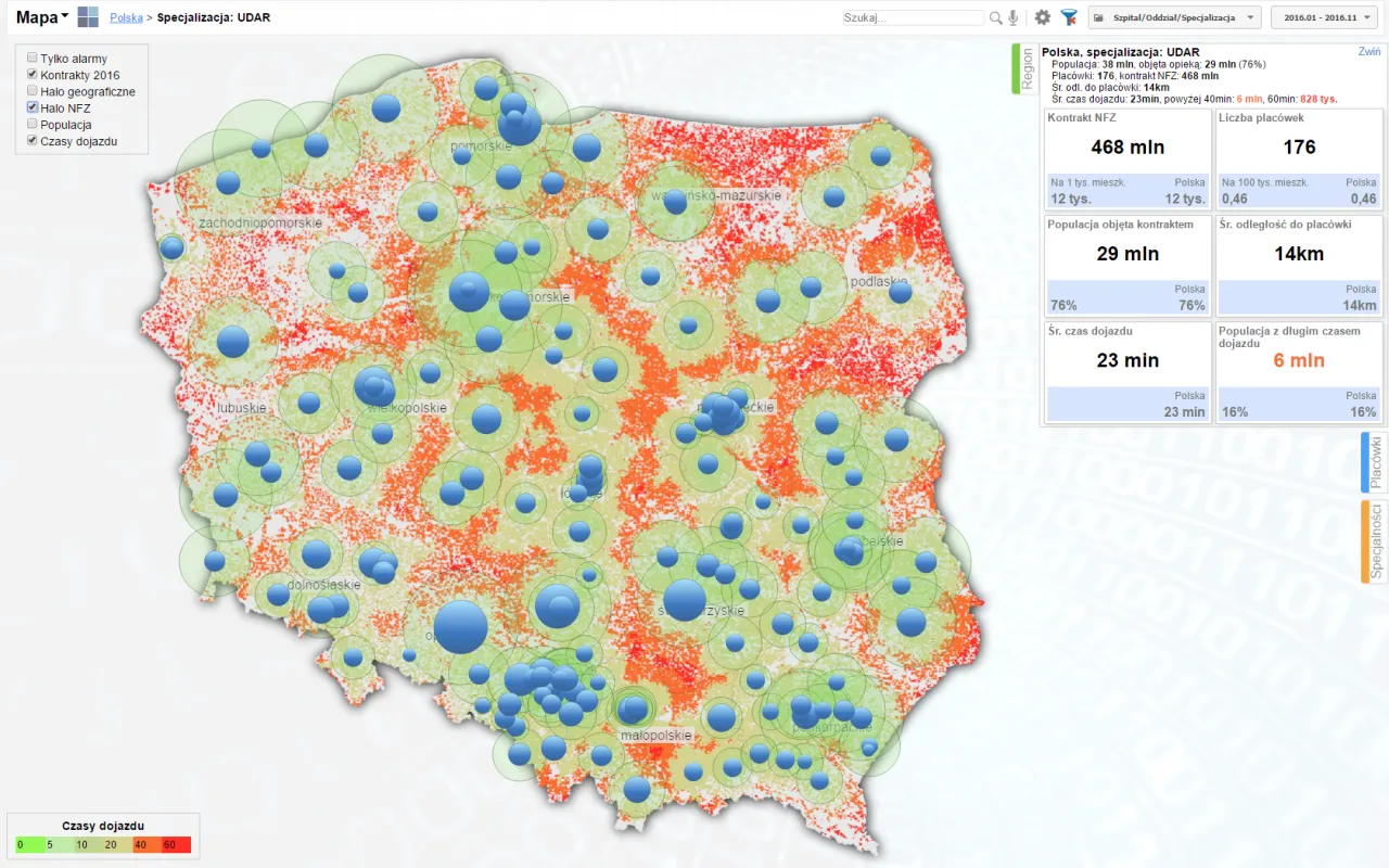 mapa Polski lokalizacja NFZ adres zamieszkania