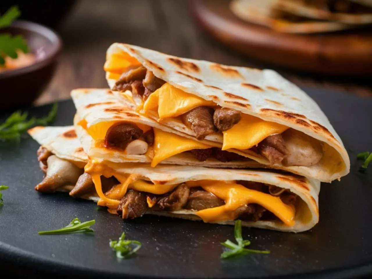 podgrzewanie tortilli i układanie składnik&oacute;w