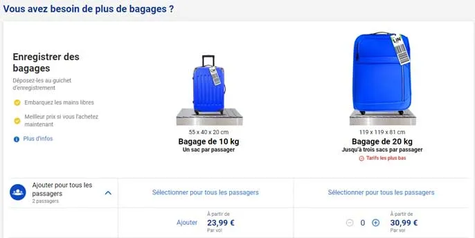 Frais bagage suppl&eacute;mentaire a&eacute;roport comptoir enregistrement
