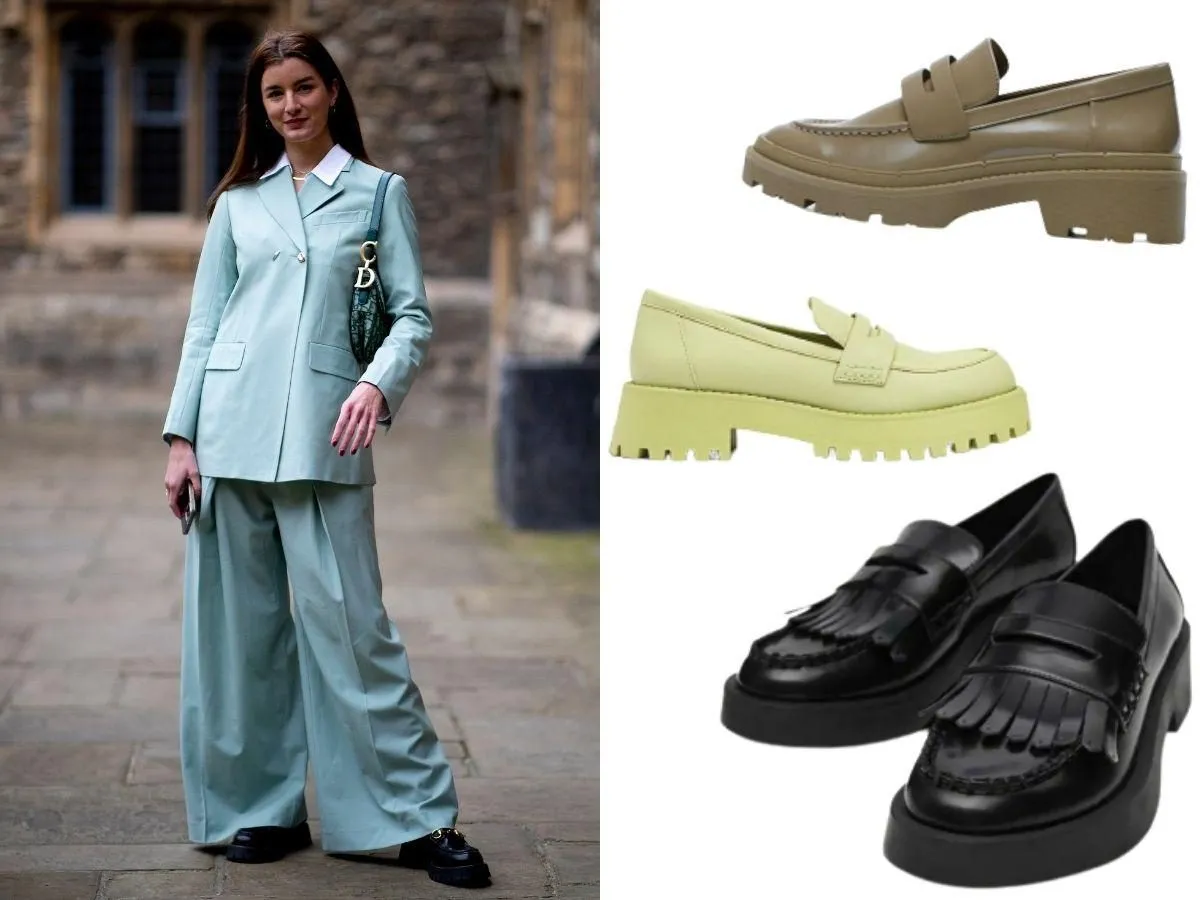 lakierowane mokasyny stylizacje, chunky loafers, klasyczne mokasyny damskie