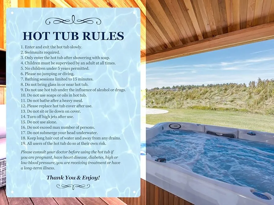 Znaki bezpieczeństwa przy jacuzzi w hotelu